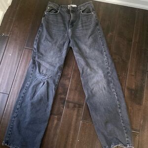 Garage Denim wide leg black jeans size 27 distressed
